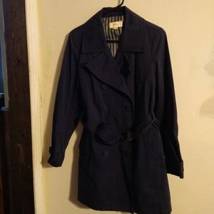 Merona navy blue dress coat with belt